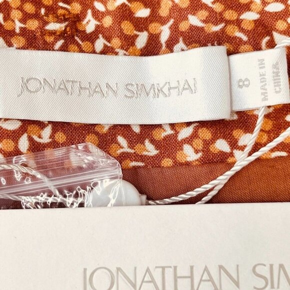 Jonathan Simkhai Lillian Shorts Size 8 Linen Blend in Cayenne Abstract Floral - Picture 10 of 15